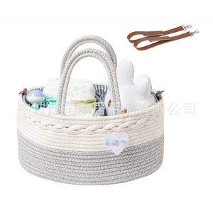 Designer Mummy Bags multi-purpose cotton rope diaper bag woven baby stroller diaper bag handheld mommy bag with leather hook