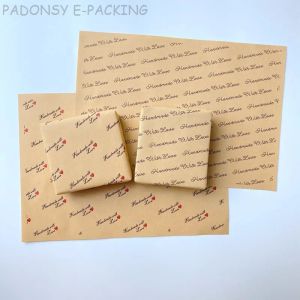 100pcs natürliche Kraftpapier Geschenkpapier handgefertigt mit Liebe umweltfreundliche Geschenkverpackungspapier für Geschäft mit Logo