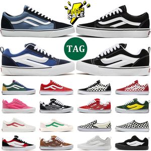 KNU SKOOL Uomo Donna Skateboard Scarpe Da Ginnastica Scarpe Di Tela Slip On Checkerboard Nero Bianco Old Skool Mens Trainer