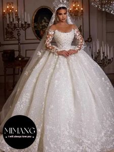 Wedding Dresses Sequins Beads Appliques Glitter Bride Gowns plus size