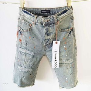 Мужские джинсовые джинсы дизайнерские джинсы шорты хип-хоп повседневная короткая колена джинсовая одежда Летняя джинсовая джинсовая ткань разорванные высококачественные винтажные джинсовые шорты 9d5
