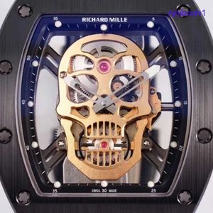 RM Pilot Wrist Watch Automatic Mechanical Tourbillon Movement Chronograph Timepiece Full Sky Star Skull Watch Multifunctional Hollowed Out Mens Watch