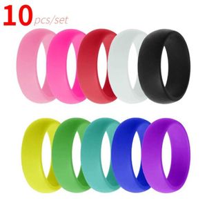 Anéis de casal 10pcs/set esportes sile anel amante unissex wedblebur gay allergy allergy flexível anel de dedo 8mm 10pcs/set s2452301