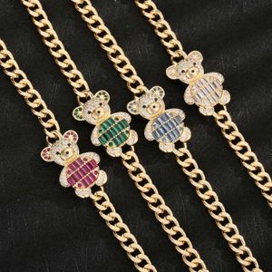 Bangle Original and cute teddy bear womens CZ crystal animal engagement party gifts wholesale daily necessities Q240522