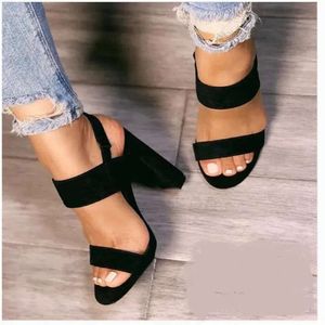 Women Fashion 2024 High Sandals Gladiator Enels Open Open Tee Ongle Strap Faux Suede Siese Size 35-40 Pumps AC0