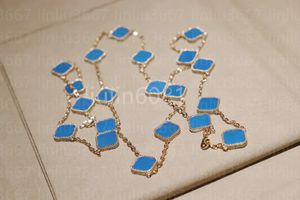2024 Дизайнерские ожерелье для женщин роскошь 18K с 20 цветами Clover Clover Ожерелья для подвесных ожерелий высшего качества Gold Classic Designer Chain для женщин Свадебные украшения с коробкой