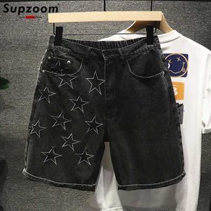 Men's Shorts Supzoom New Arrival Fashion Summer Casual Cargo High Street Vibe Style Black Washed Star Embroidered Side Denim Jeans Shorts Men J240522
