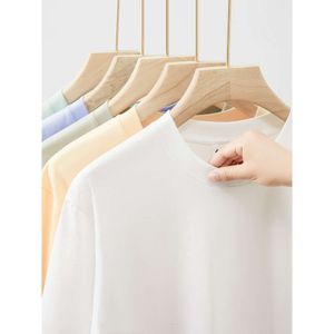 Yaz Erkek Kadın Gömlek Tees 230g Ağır Pamuk Kısa Kollu T-Shirts Erkekler Gevşek Düz Renk Taban Tişört Tişört Beyaz Giysiler Gömlek Nefes Alabilir S-4XL Kötü 19b