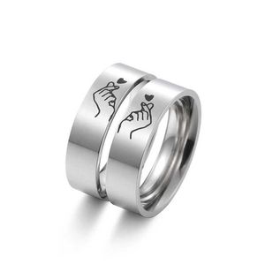 Casal Rings aço inoxidável dedo em forma de coração em forma de anel em forma de anel em forma de coração anel em forma de coração S2452301