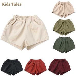 Shorts Shorts 1-7Y toddler boys and girls summer cotton candy color comfortable and soft baby loose Korean shorts with pockets baby casual pants WX5.22