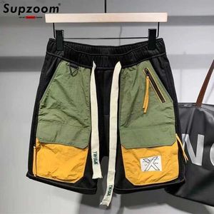 Men's Shorts Supzoos new arrival in summer loose and casual street trend contrasting colors patchwork pockets personalized work clothes shorts for men J240522