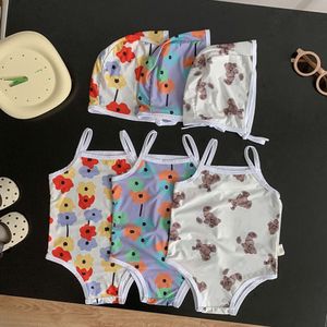 Cel Summer Baby Girl süße Blume Badeanzug mit Hut Mädchen Badebekleidung für Kinder L2405