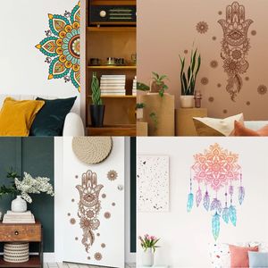 Mandala Wall Decoration Boho adesivos Flor Removível Peel Stick Wall Decals para quarto da sala de estar Banheiro de ioga 240523