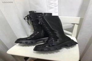 Fashionville 2019090404 Schwarzer echtes Leder Schnürknie -Hochplattformstiefel9596345