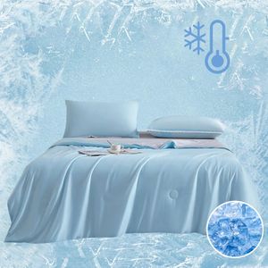 Summer Cooling Blankets Smooth Air Condition Comforter Lightweight Cold Quilt Twin King Size 240514