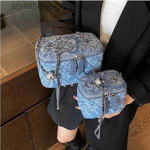 Cross Body Flash Flora Demin Box سلسلة قابلة للتعديل Ten Font Square Bag Womens Counter Bag H240523