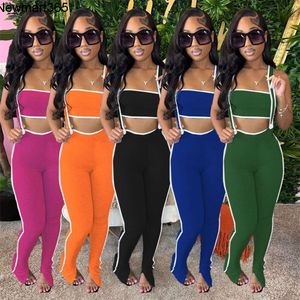 Kadınların eşofmanları iki parça set tasarımcısı 2024 yeni sırt çantası pantolonları düz renk ince seksi pantolon set spor giyim 5 renk