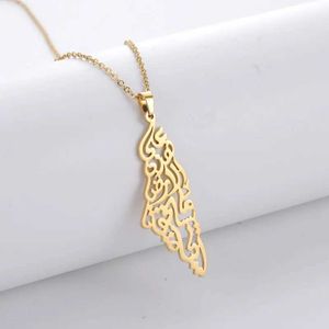Hänge halsband etniska arabiska kalligrafi palestina karta hängen halsband män rostfritt stål smycken s2452206