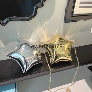 Axelväskor slät glansiga Pentagon Womens Mini Bag Acrylic Coin Key Lipstick Spherical Cross Fashion Gold Silver H240523