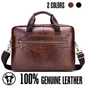 Handbag for Men Briefcase Genuine Leather Shoulder Bag Laptop s Business Travel Messenger Crossbody Tote File Pocket 210907 3167