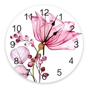 Orologi da parete Fiori trasparenti orologio da letto rosa trasparente grande cucina moderna da pranzo rotonda orologi soggiorno orologio