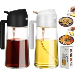 Premium yemek pişirme, 2'den 1 cam dispenser ve püskürtücü mutfak, 470ml zeytin şişesi, hava fritözü için gıda sınıfı yağ arkadaşı, salata, barbekü