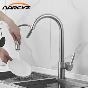 Mutfak Muslukları Modern Cilalı Krom Pirinç Lavabo Musluğu Çeken Tek Talıs Döner Spout Gemi Mikseri Tap XT-8023