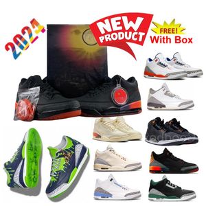 J Balvin Rio Black Cat 3 3s Cement Grey Basketball Shoes Desert Elephant Cardinal Red Georgetown SE Unite Fire Red Racer Blue Muslin Infrared Pure White With Box