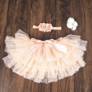 Baby flickor tyll tutu bloomers spädbarn födda blöjor täcker 2 st korta kjolar set flickor kjolar regnbåge baby kjol 240508