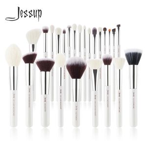 Makeup Brushes Jessup Makeup Brush Set Pearl White/Silver Beauty Foundation Make-up Eye Shadow Makeup Brush Hög kvalitet 6 PC-25 PCS Q240522