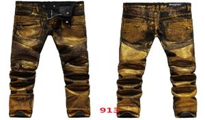 BLM913 Gold 2017 Nowy styl Summer Men039s Slim Dżins Pants 28384996412