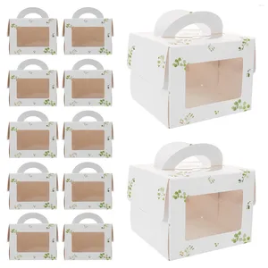 Ta ut containrar Cake Box Handheld Boxes Party Treat Snack Candy Small Leaves Cookies Packing White Card