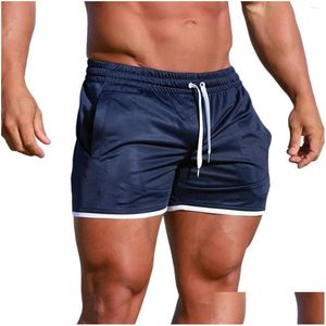 Mens Shorts Athletic Gym Elastic Waist Lightweight Workout Pocket Jogger For Sports Travel Outgoing Drop Delivery Apparel Clothing Dhngi