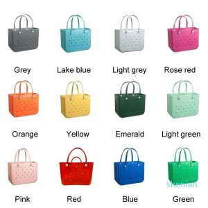 UPS Waterproof Woman Eva Tote Large Shopping Basket Bags Washable Beach Silicone Bogg Bag Purse Eco Jelly Candy Lady Handbags Z 5.23