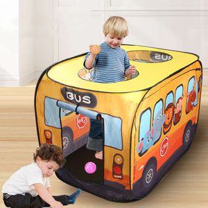 Children School Bus Pop-Up Play Tent Toy Outdoor Foldable Dinosaur Princess Playhouse Icecream car Kid Game House Indoor