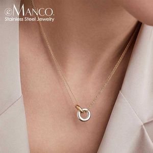 Pendant Necklaces EManco 316L stainless steel two tone pendant necklace suitable for women suffocating trend fashion party gifts jewelry d240531