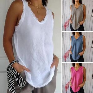 Kvinnors blusar Kvinnor Tank Top Stylish Summer Vest med tofs som beskriver lös passform för streetwear mode o-hals ärmlös