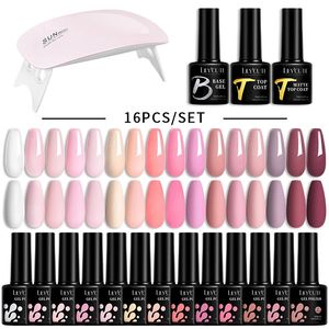 Lilycute 7ml Gelnagellack Set Glitter -Nagel -Gel -Kit mit 6W UV Lampe DIY Maniküre Abseits Basis Mattes Decklack Nagelkunst 240523