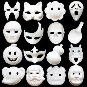 Máscaras de festa White Face não pintado Papinho liso/em branco PP Máscara Diy Dancing Chralloween Masquerade com corda 0523