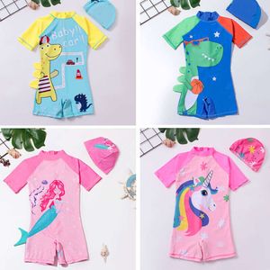 Summer Swimwear for Kids One-piece Swimsuit Dinosaur Mermaid Boy and Girl Children Swimming Clothing Baby Bathing Clothes L2405