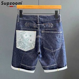 Shorts masculinos supZoom2023 Novo chegada Hip Hop Top moda impressa áspera áspera solteira casual cargo de retalhos de jeans de jeans jeans j240522