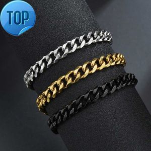 Dina Factory Wholesale Fashion Hiphop High Polishing Mens Cuban Link Chain Armband Bangles rostfritt stål smycken kvinnor