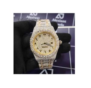 Bester Preis 41mm ICED Out Uhren Luxus automatische Bewegung Edelstahl Eced Hip Hop VVS Moissanite Uhr für Mann Frau