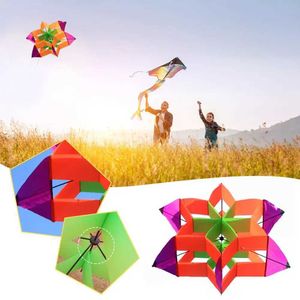 Acessórios de pipa Fun Sports Children Toys Simples voando linha única linha colorida 3d pipas externa linha única kite hexagon flor ameixa voando ki w4n3