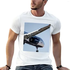 メンズタンクトップジェットブルーA320 Tシャツの男服アニメ特大のメンズビッグアンドトールTシャツ