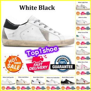 Designerskor Golden Women Super Star Brand Men Casual New Release Luxury Shoe Italy Sneakers Sequin Classic White Do Old Dirty Casual Shoe Lace Up Woman Man 35-45