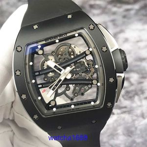 デザイナーRMリストウォッチRM61-01ブラックトラックセラミックホローRM6101オートマチックメカニカルツアービヨンムーブメントクロノグラフ時計