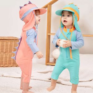 Neue Jungen Badeanzug Langarm ein Stück Badebekleidung für Kinder Kleinkind Cartoon UPF50+ Rash Guards Säugling Badeanzug Korea Set L2405