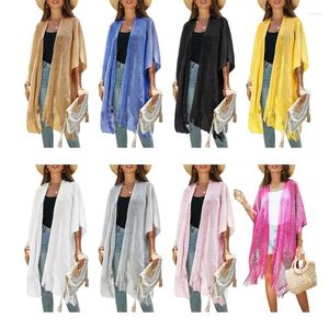 Womens Summer Bikini Cover Ups Sexiga baddräkt Coverups virkade Tassel Beach Dress Badkläder Casual Loose Shawl Beachwear