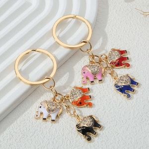 Chaves de esmalte colorido colorido de elefantes gritantes anéis -chave para amantes Boa amizade Gift Handmade Jewelry